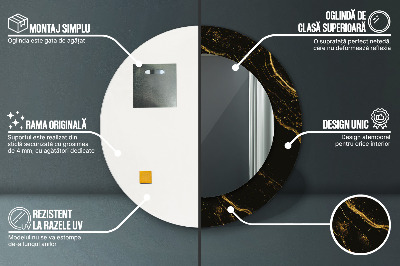 Ronde spiegel met decoratie Zwart marmer