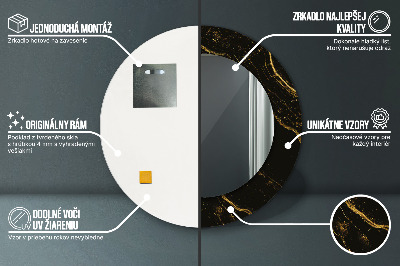 Ronde spiegel met decoratie Zwart marmer