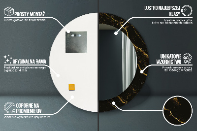 Ronde spiegel met decoratie Zwart marmer