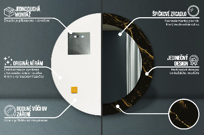 Ronde spiegel met decoratie Zwart marmer