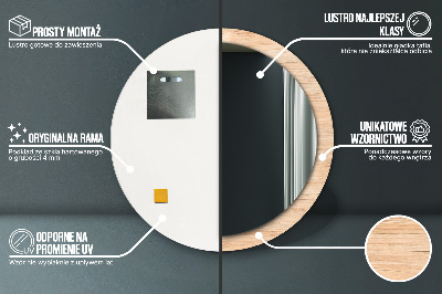 Ronde spiegel met decoratie Houtstructuur