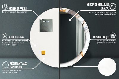 Bedrukte ronde spiegel Wit marmer
