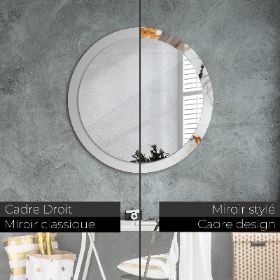 Bedrukte ronde spiegel Wit marmer