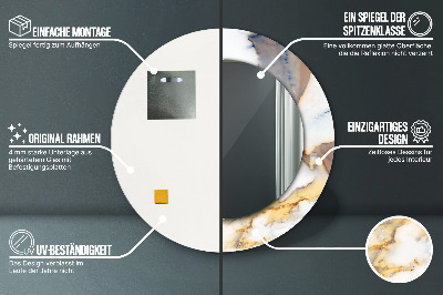 Bedrukte ronde spiegel Wit marmer