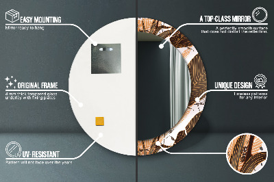 Bedrukte ronde spiegel Palmbladeren