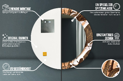 Bedrukte ronde spiegel Palmbladeren