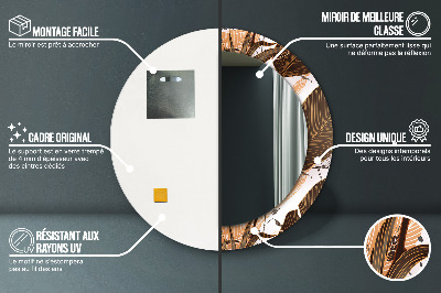 Bedrukte ronde spiegel Palmbladeren