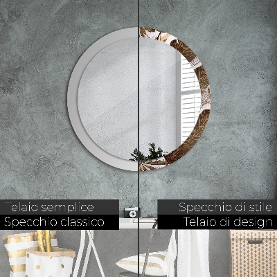 Bedrukte ronde spiegel Palmbladeren