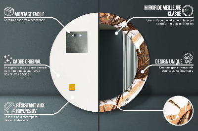 Bedrukte ronde spiegel Palmbladeren