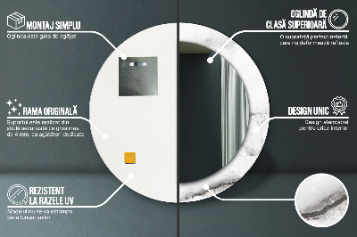 Ronde spiegel met decoratie Wit marmer