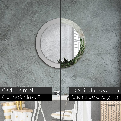 Bedrukte ronde spiegel Varenbladeren