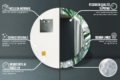 Bedrukte ronde spiegel Tropische bladeren