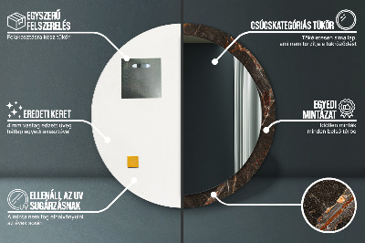 Ronde spiegel met decoratie Bruin marmer