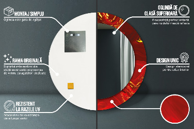 Ronde spiegel met decoratie Rood marmer