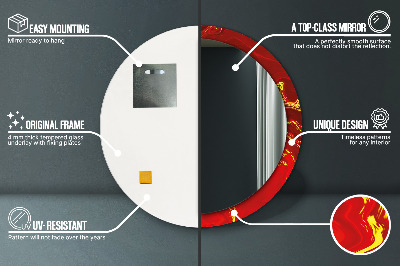 Ronde spiegel met decoratie Rood marmer