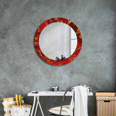 Ronde spiegel met decoratie Rood marmer