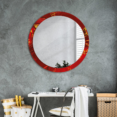 Ronde spiegel met decoratie Rood marmer