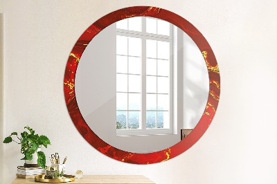 Ronde spiegel met decoratie Rood marmer