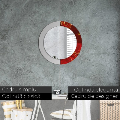 Ronde spiegel met decoratie Rood marmer
