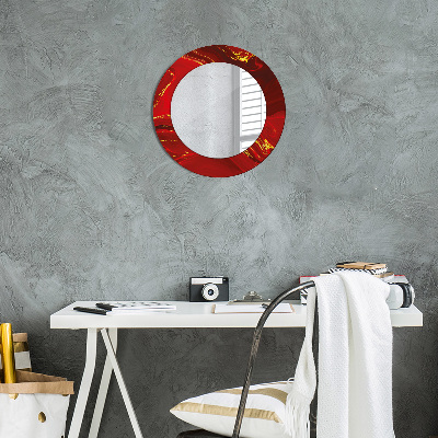 Ronde spiegel met decoratie Rood marmer