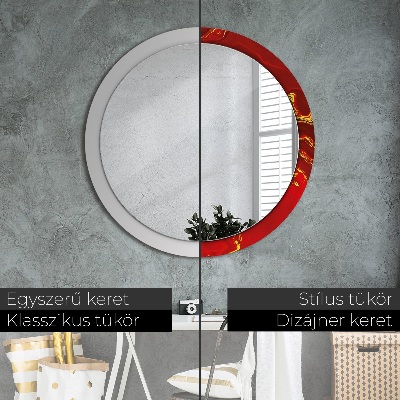 Ronde spiegel met decoratie Rood marmer