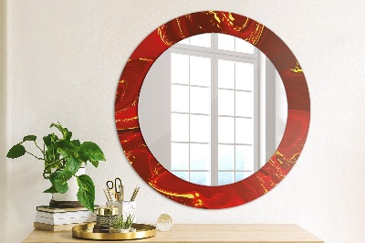 Ronde spiegel met decoratie Rood marmer