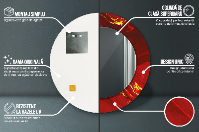 Ronde spiegel met decoratie Rood marmer