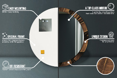 Ronde spiegel met decoratie Bruine bananenbladeren