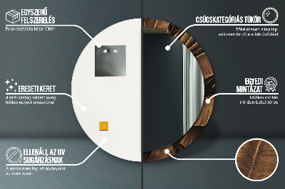 Ronde spiegel met decoratie Bruine bananenbladeren