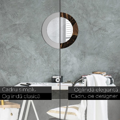 Ronde spiegel met decoratie Bruine bananenbladeren