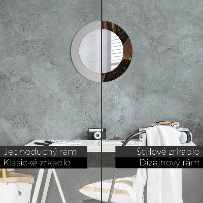 Ronde spiegel met decoratie Bruine bananenbladeren