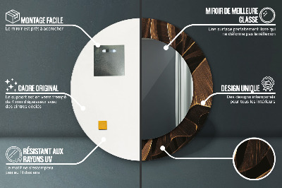 Ronde spiegel met decoratie Bruine bananenbladeren