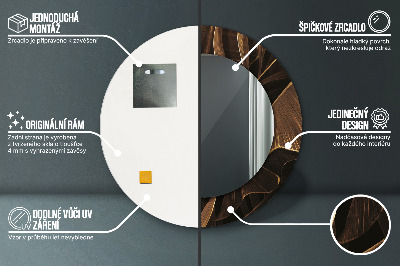 Ronde spiegel met decoratie Bruine bananenbladeren