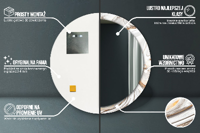 Bedrukte ronde spiegel Licht marmer