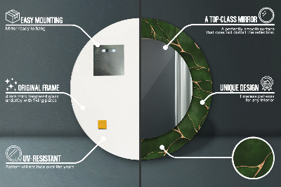 Ronde spiegel met decoratie Abstract blad