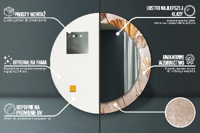 Bedrukte ronde spiegel Gouden bladeren