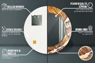 Bedrukte ronde spiegel Gouden bladeren