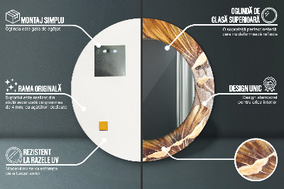 Bedrukte ronde spiegel Gouden bladeren