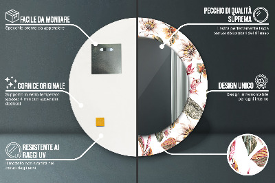 Bedrukte ronde spiegel Vintage bloemen