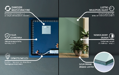 Rechthoekige hangende spiegel met LED-verlichting