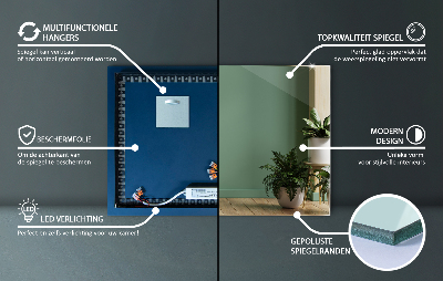 Rechthoekige hangende spiegel met LED-verlichting