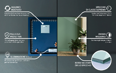 Rechthoekige hangende spiegel met LED-verlichting