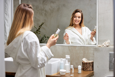 Decoratieve rechthoekige spiegel in een witte lijst