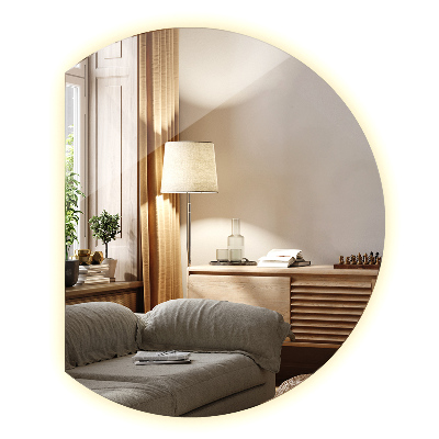 Spiegel rond afgesneden met LED-verlichting