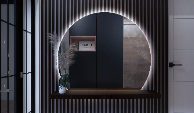 Spiegel rond afgesneden met LED-verlichting