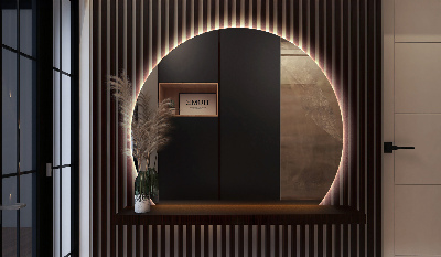 Spiegel rond afgesneden met LED-verlichting