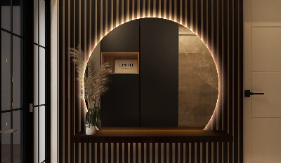 Spiegel rond afgesneden met LED-verlichting