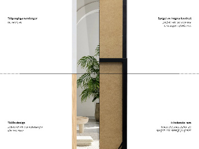 Staande spiegel met witte lijst 36x156 cm