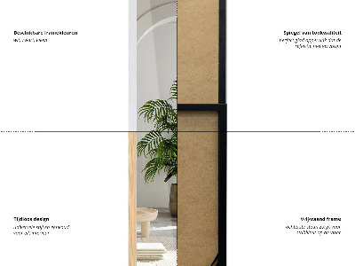 Staande spiegel met witte lijst 36x156 cm