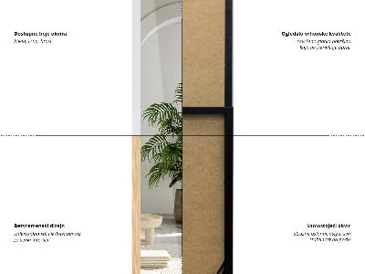 Staande spiegel met witte lijst 36x156 cm